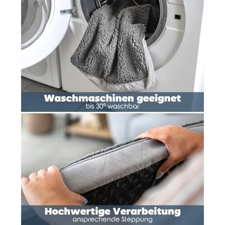 lionto Hundebett orthopädisch, 91x69x8 cm, robuster Plüschbezug, abnehmbar & waschbar, wasserabweisend, für kleine & große Hunde + Katzen, grau – Bild 4