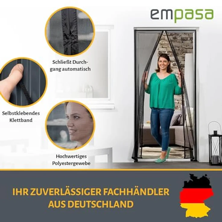 empasa Fliegengitter Magnet Lamellenvorhang 'DELUXE' Magnetvorhang Türvorhang Insektenschutz Vorhang ideal für die Balkontür oder Terrassentür 100 x 220 cm – Bild 3