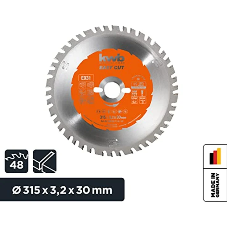 kwb Easy-Cut Allzweckblatt für Kapp- und Gehrungssägen 593133 (315 x 30 mm, 48 Zähne, Spezial-Wechselzahn) – Bild 3