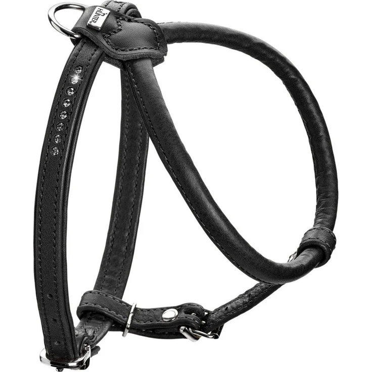 Hunter Tierbedarf Hunde-Geschirr Round & Soft Canadian Up schwarz, leichtes Premiumleder-Geschirr für kleine Hunde – Bild 1