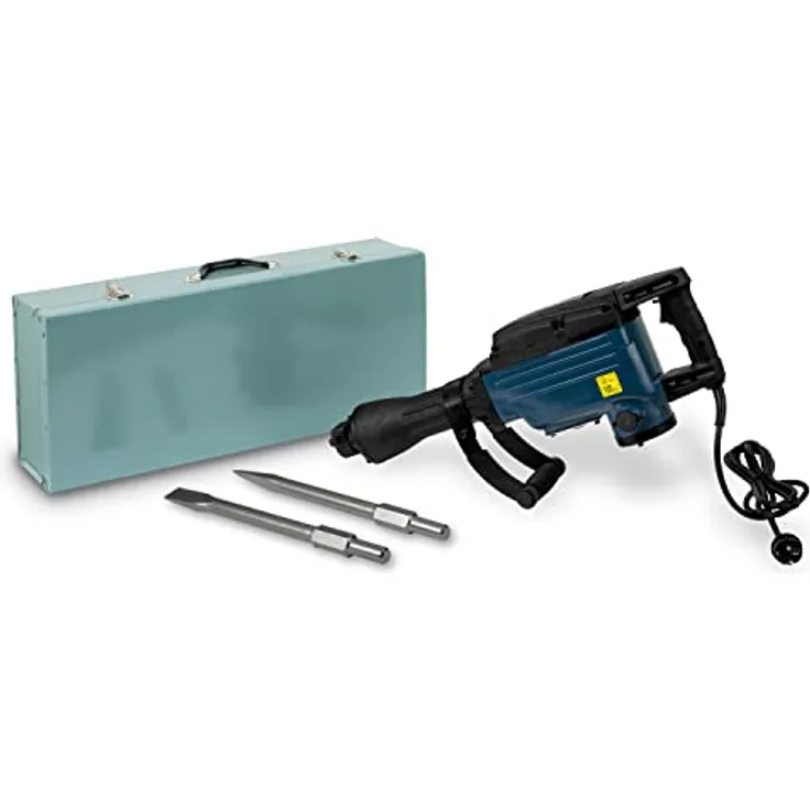 Eberth - 1600 Watt Abbruchhammer inkl. Zubehör und Metallkoffer (1800 Schläge-Min., 36 - 42 Joule, 410 mm Spitzmeißel & Flachmeißel, Zusatzhandgriff)