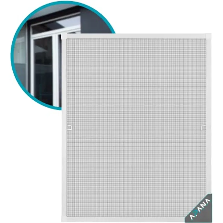 APANA - Fenster Fliegengitter mit Alurahmen & strapazierfähigem Fiberglasgewebe - Insektenschutz Fenster mit umlaufender Bürstendichtung - Fliegennetz Fenster Montage ohne Bohren (120 x 140 cm | Weiß)