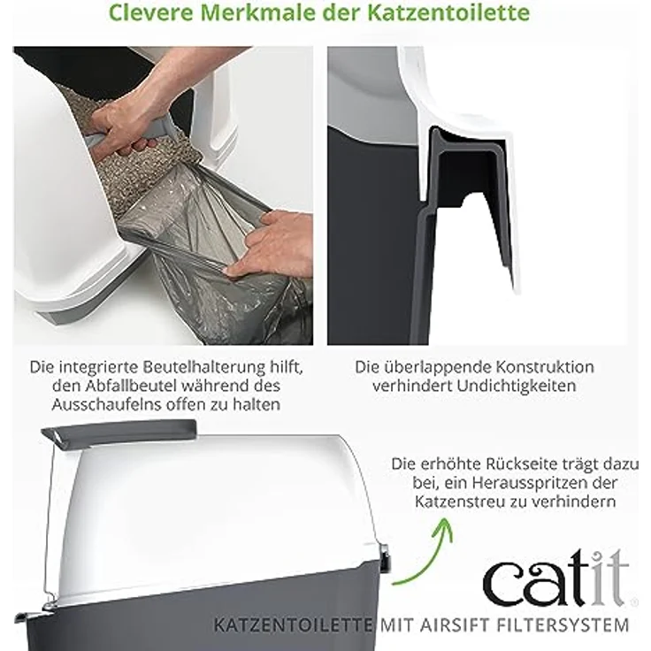 Catit 50702 Katzentoilette mit Abdeckung, 46 x 41,5 x 54,5cm, Weiss/Grau (Produkt kann variieren) – Bild 4