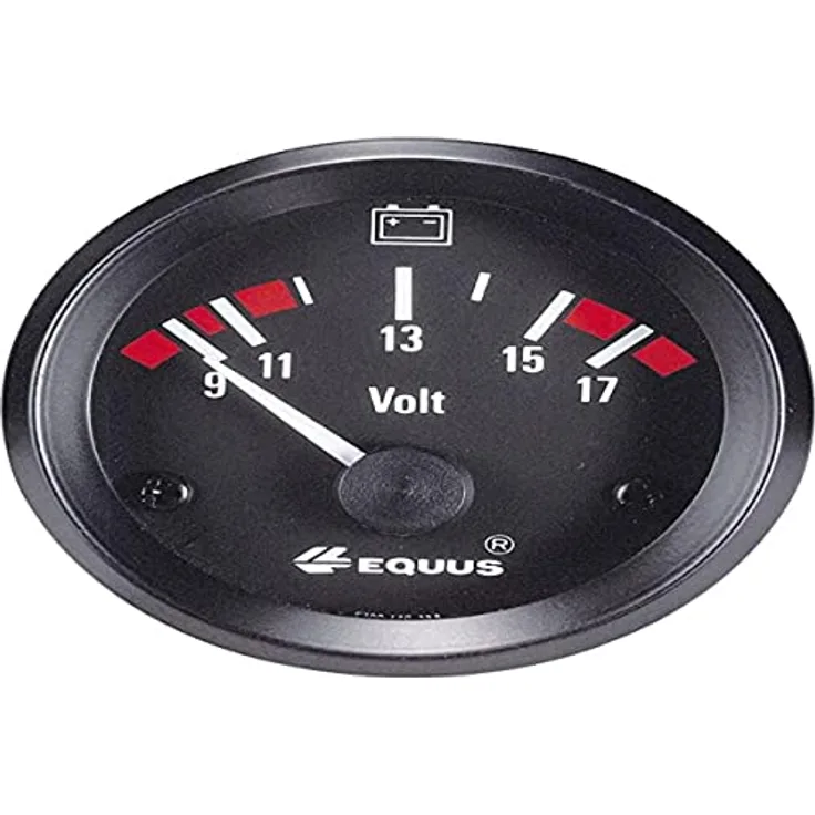 Equus 842060 Kfz Einbauinstrument Voltmeter Messbereich 9 - 17V Standart Gelb, Rot, Grün 52mm