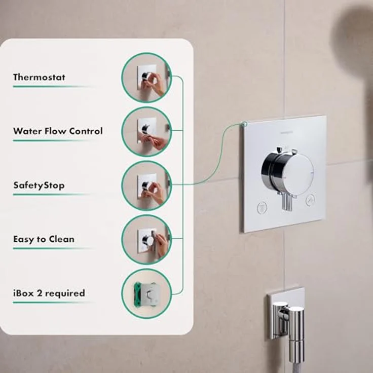hansgrohe Ecostat Comfort E Duschthermostat, Unterputzarmatur mit SafetyStop bei 40°C, Chrom, Mischbatterie für 2 Verbraucher – Bild 2