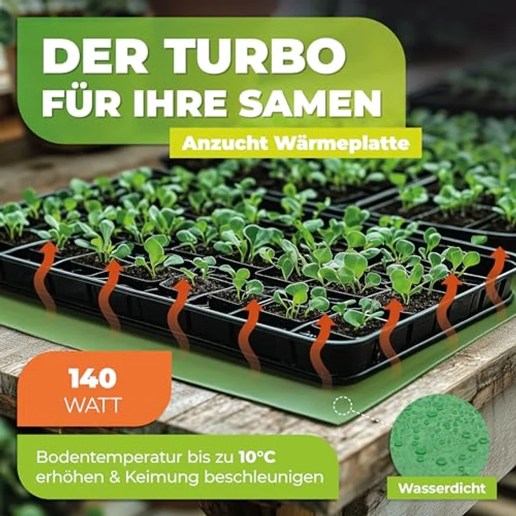 BioGreen Anzuchtbooster Heizmatte für Pflanzen, 60 x 120 cm, 140 Watt, wasserdichte Wärmeplatte für schnellere Keimung und Stecklinge – Bild 5