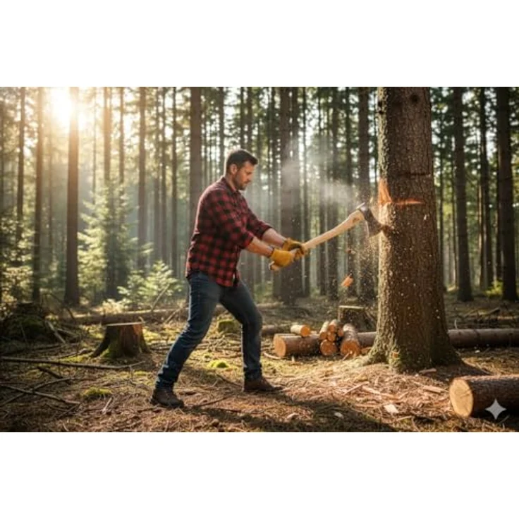 STUBAI Campingbeil „Zuckerhütl“, handgeschmiedet aus Kohlenstoffstahl, 1.650 g, 650 mm, geölter Hickorystiel, inklusive Lederscheide für Bushcraft und Outdoor-Einsätze – Bild 4