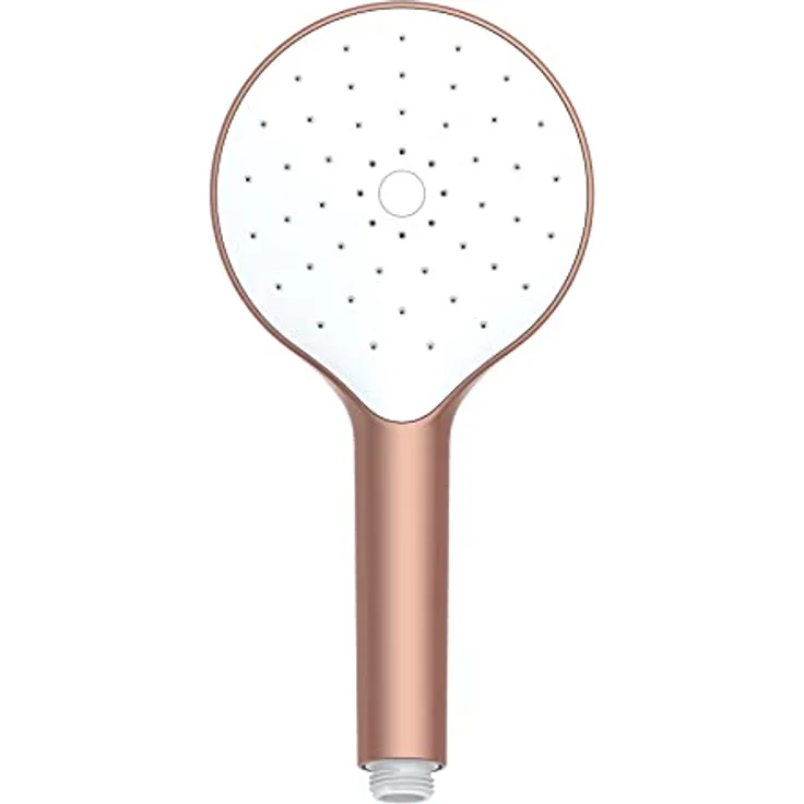 WENKO Duschkopf Automatic Cleaning, Anti-Kalk, runde Universal-Handbrause mit automatischem Reinigungssystem, belebende Regenwasserdusche, handlicher Brausekopf Ø 12 cm im Metallic-Look, ABS Rosé