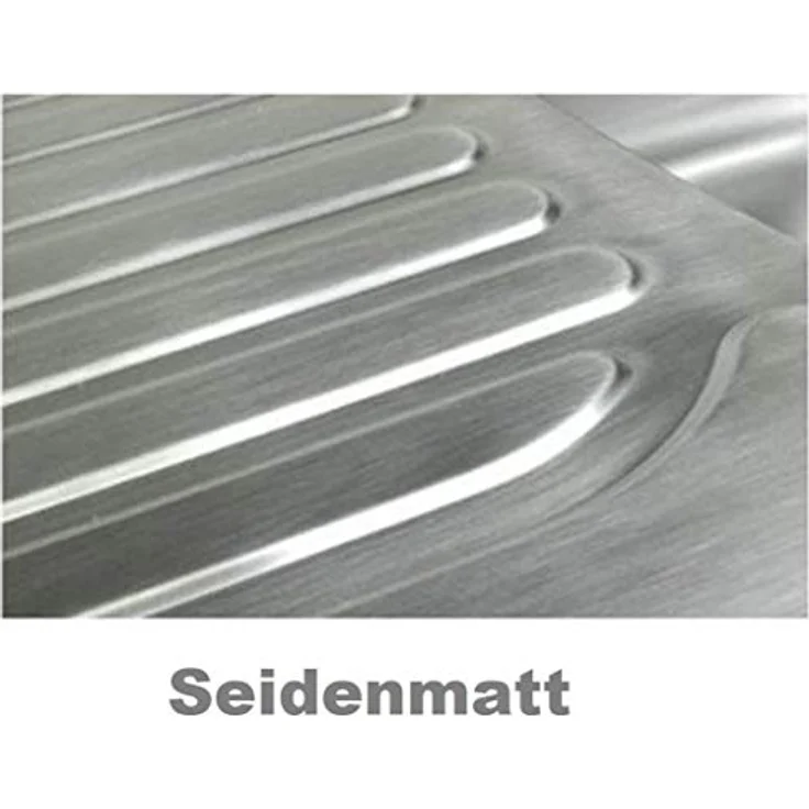VBChome Einbauspüle mit Armatur 48x48 Satinstruktur ab 45er Unterschrank Edelstahl Küchenspüle mit Abtropffläche und eckiger Ablagefläche, Inox Wasserhahn – Bild 4