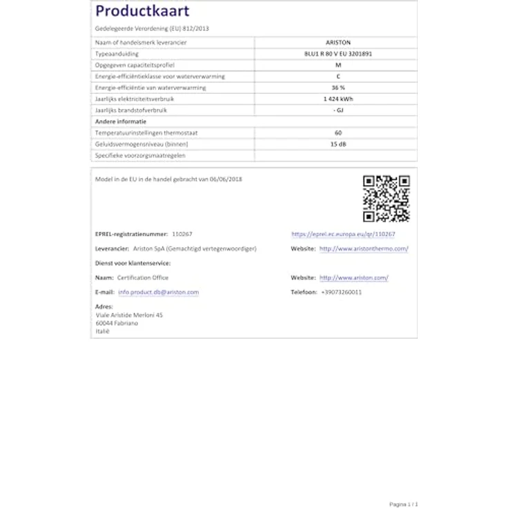 Ariston Elektro-Warmwasserbereiter Blu1 R, 80 Liter, 1,5 kW, Wasserplus Technologie, vertikale Temperatureinstellung, Made in Italy – Bild 4