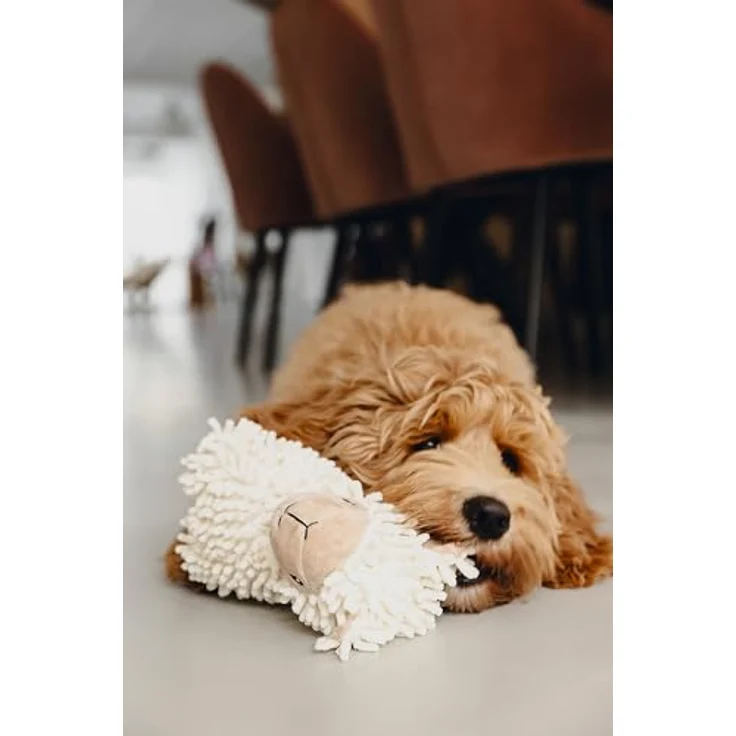 Beeztees Schaf Jovi, Tierkuscheltier Hundespielzeug aus recyceltem Material, beige, 20 x 6 x 21 cm, ohne Squeaker – Bild 2