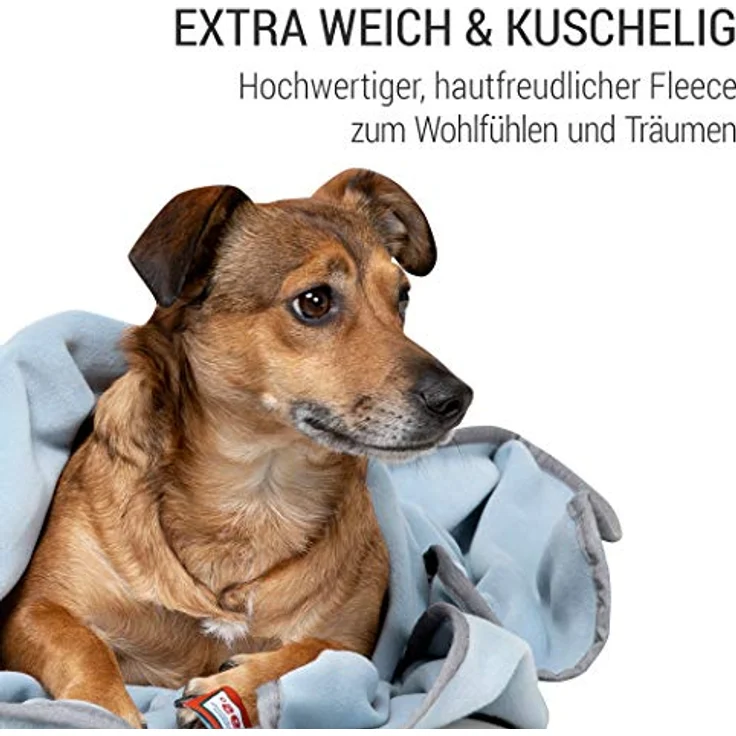 Doctor Bark | kuschelige Hundedecke waschbar bis 95°C, hygienische, weiche Fleecedecke für Sofa und Hundebett, Flauschige Haustierdecke - Made in Germany (L - 120x90 cm/Hellblau) – Bild 3