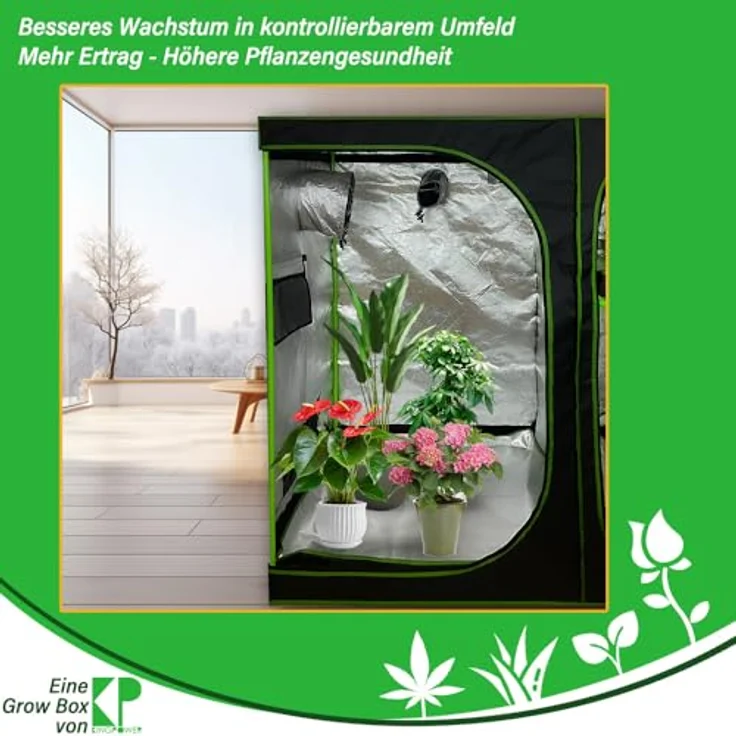 Kingpower Gewächshaus 90x60x135 cm Gewächshaus Zuchtzelt Growschrank Zuchtschrank, Indoor Pflanzenzucht, schwarz/ grün – Bild 6