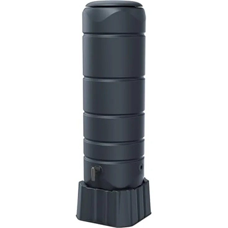 Prosperplast Regentonne Vuelta, 110 l, anthrazit, Set 3-tlg mit Unterstand und Wasserhahn