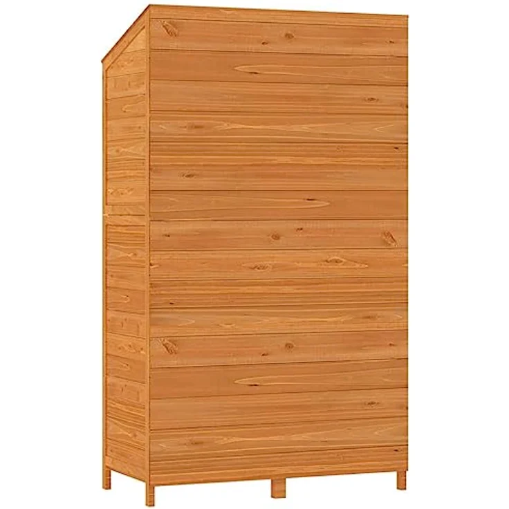 vidaXL Geräteschuppen Braun 102x52x174,5 cm Massivholz Tanne mit reichlich Stauraum – Bild 6