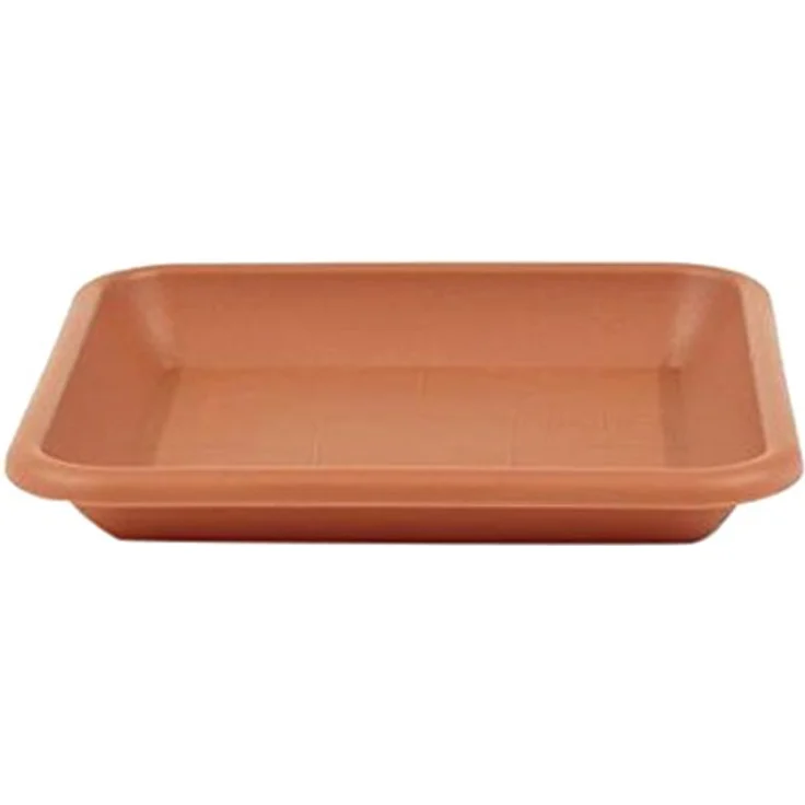 greemotion Blumentopfuntersetzer Jana in Terracotta, Blumen-Untersetzer eckig für Pflanzkübel, wasserdichter Pflanzenuntersetzer quadratisch aus Kunststoff, Pflanzen Untertopf – Bild 2