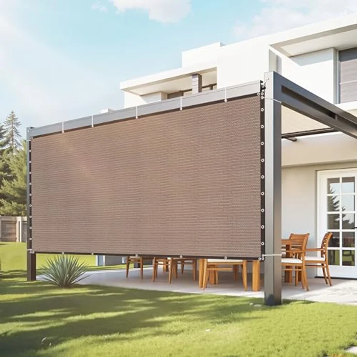 VEVOR Sonnenschutztuch 90% Sichtschutz mit Edelstahlösen, 305 x 366 cm, 140 g/m² HDPE-Material, braun für Terrasse und Garten – Bild 1