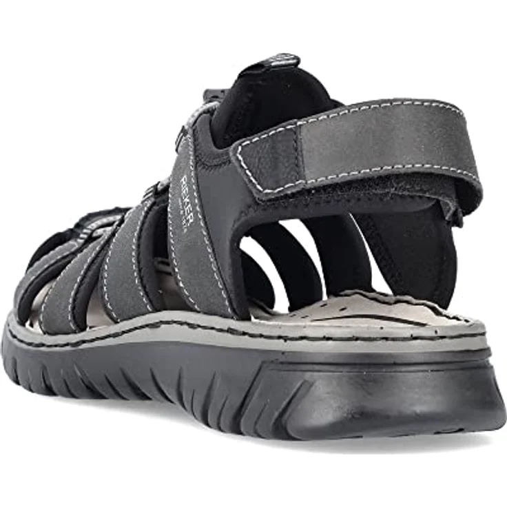 Rieker Sandale, Sommerschuh, Klettschuh, Freizeitsandale, Gummizug, Schellverschluss, schwarz – Bild 3