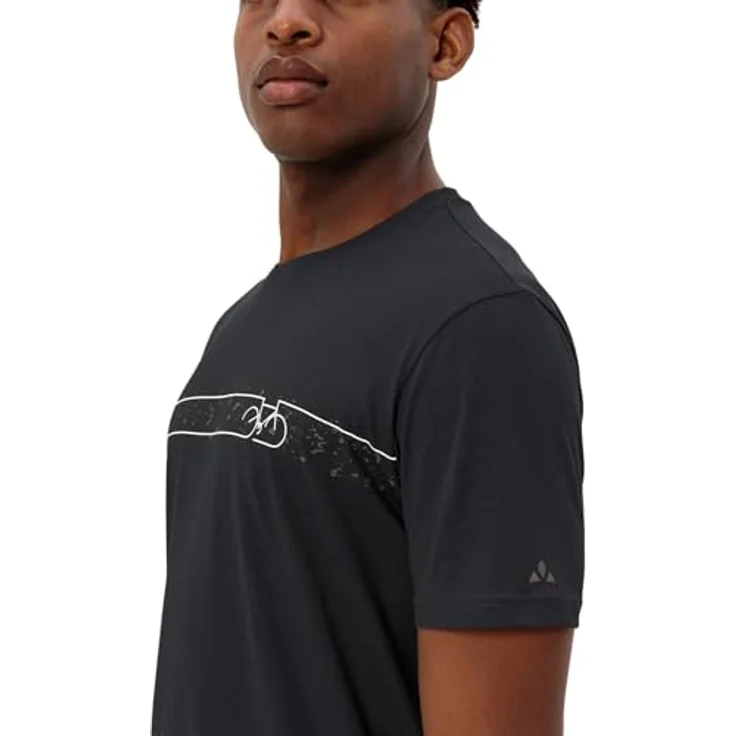 Vaude Cyclist T-Shirt V, Herren Shirt aus 70% Baumwolle und 30% Polyester, atmungsaktiv und schnell trocknend, Schwarz, Größe S – Bild 6