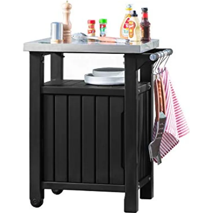 Keter Grill Beistelltisch 1-türig, Kunststoff, graphit, 54x70x90 cm, Modell 6130