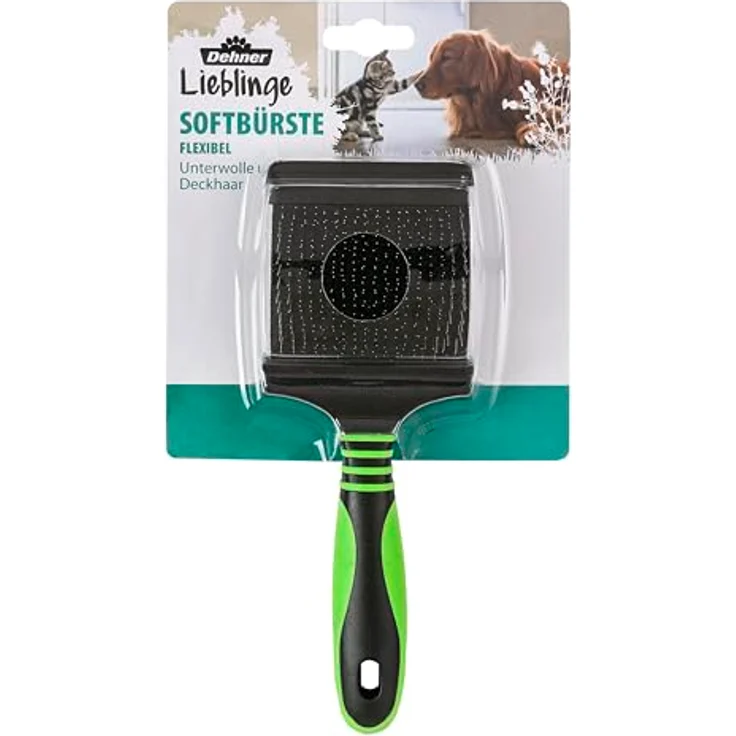 Dehner Hunde- und Katzenfellpflege, Flexible Softbürste, beidseitig verwendbar, Kunststoff – Bild 1