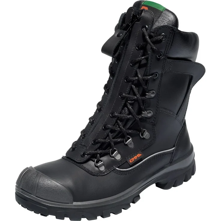 Emma Sicherheitsstiefel Fornax S3, Schwarz, mit Stahlkappe, rutschfester Laufsohle und hohem Knöchelschutz, Größe 45