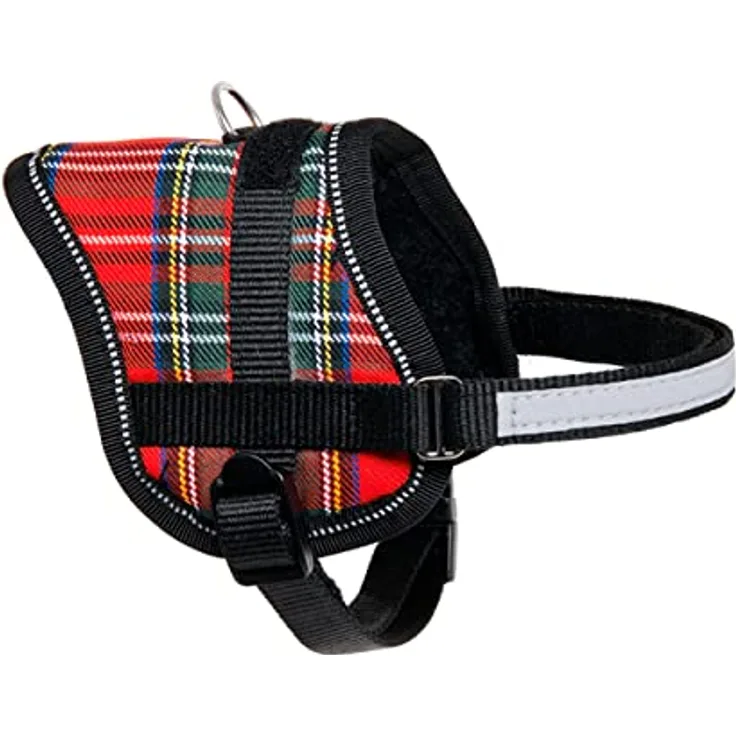 Karlie Teeny Weeny Geschirr XS, rot-weiss, verstellbar mit reflektierendem Brustgurt, für einen Brustumfang von 26 - 35 cm, mit weicher Unterfütterung