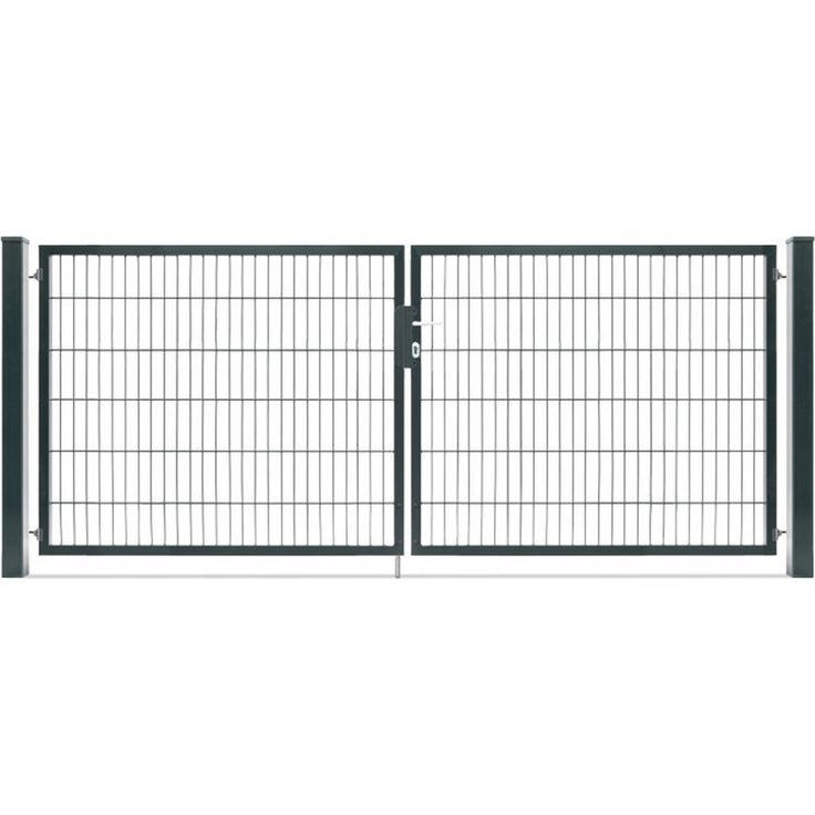 deutsche zauntechnik Doppelflügeltor 'Vario Compact', robustes Drehflügeltor, feuerverzinkt und pulverbeschichtet, anthrazit, 300 x 120 cm