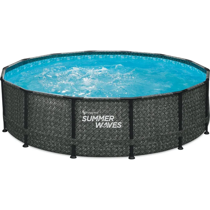 Summer Waves Pool Frame Dark Herringbone Print