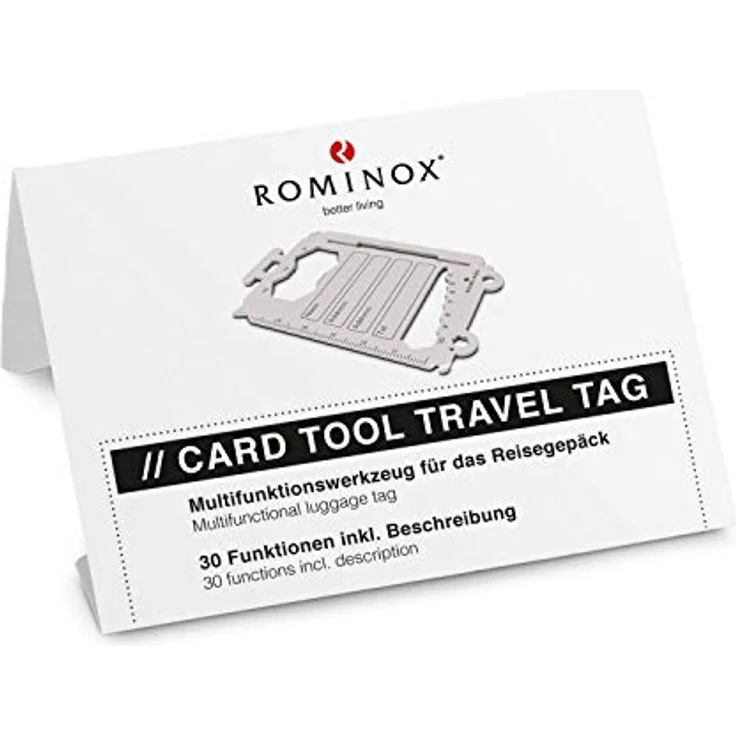 ROMINOX Travel Tag – Multifunktionaler Kofferanhänger mit 30 Werkzeugfunktionen, Edelstahl inkl. Etui & Funktionsbeschreibung – Bild 4