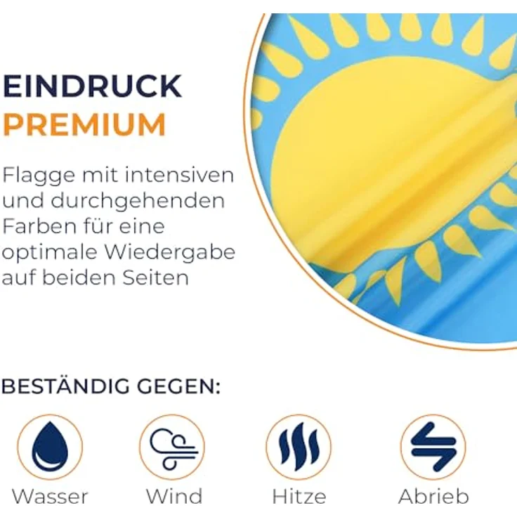 Flaggenking Kasachstan Flagge/Fahne, mehrfarbig, 150 x 90 x 1 cm, 16989 – Bild 4