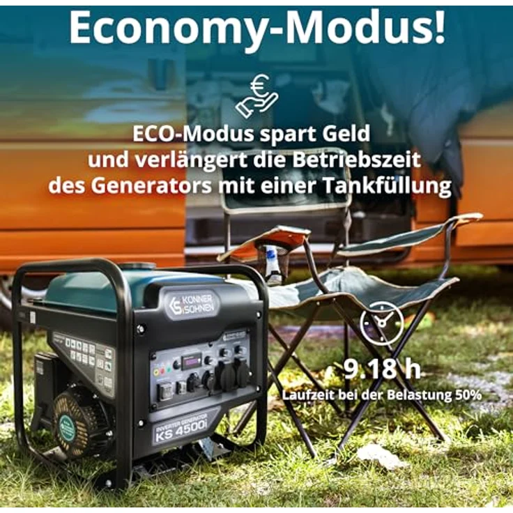 Könner & Söhnen KS 4500i Inverter Stromerzeuger Generator, 4500 Watt, stabile Sinuswelle, vielseitige Anwendungen, Notstromaggregat – Bild 6