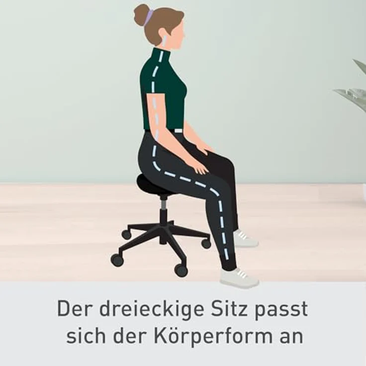 Leitz Ergo Höhenverstellbarer Sitzhocker, Bürohocker mit Sitzpolster und Rollen, ergonomischer Drehhocker schwarz, 46–59 cm, Ergo-Serie, 65780095 – Bild 5