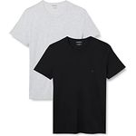 Emporio Armani Herren T-Shirt Casual, figurbetont, grau, Größe S, aus atmungsaktiver Baumwolle mit Rundhals-Ausschnitt und Eagle-Logo
