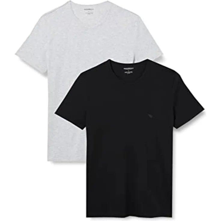 Emporio Armani Herren T-Shirt Casual, figurbetont, grau, Größe S, aus atmungsaktiver Baumwolle mit Rundhals-Ausschnitt und Eagle-Logo