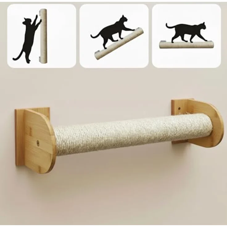 EYEPOWER 66 cm Kratzbaum Wandmontage für Katzen, Sisal Kratzstamm mit Bambus Wandbefestigung, flexibel montierbar, ideal für moderne Wohnungen – Bild 4
