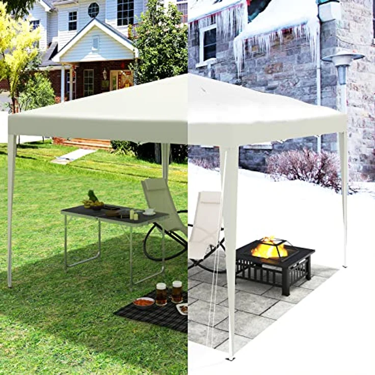 WOLTU Pavillon Pop-Up wasserdichter Faltpavillon Sonnenschutz Event Pavillon Gartenpavillon auf Terrasse Camping Festival Pagodenzelt aus Oxford Metallrahmen 3 x 3 m Beige PVL0002be – Bild 4