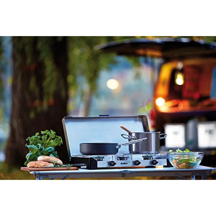 Enders Brisbane, Campingkocher mit stufenlos regulierbarem 3 x 2,3 kW Brenner, Edelstahl – Bild 3