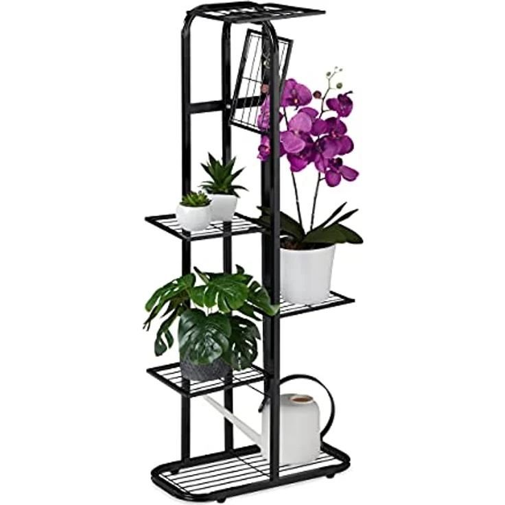relaxdays Blumenständer Metall Blumentreppe 6 Etagen, Schwarz - Robustes Stahlgestell, pulverbeschichtet, vielseitig einsetzbar – Bild 2