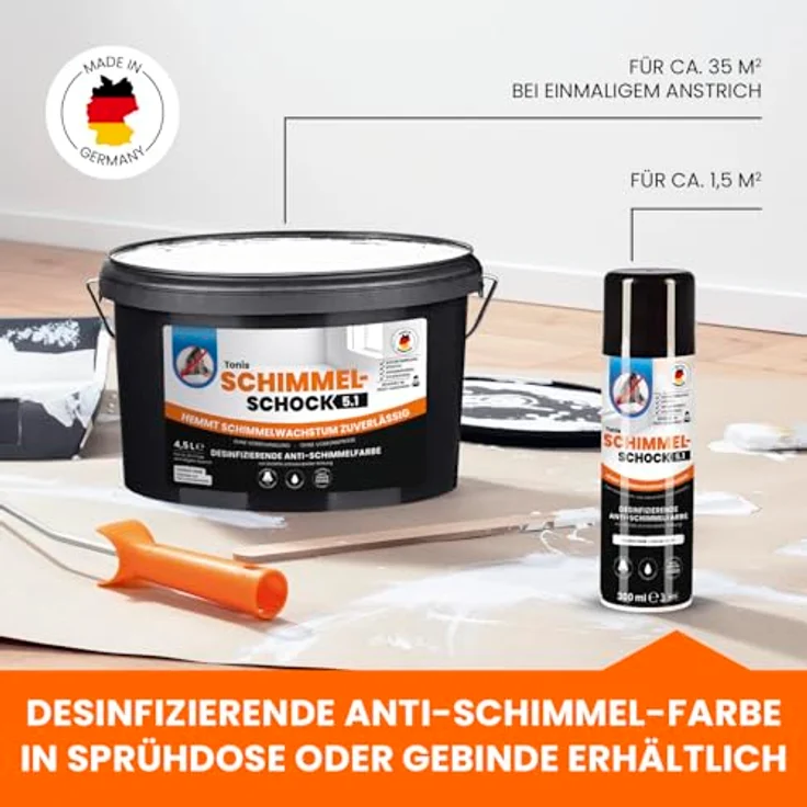 Tonis SCHIMMELSCHOCK Sprühfarbe Schimmelspray 5.1, 300ml für 1,5 m², sehr giftig für Wasserorganismen – Bild 7