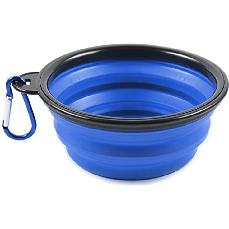 PhoneNatic Faltbarer Silikon-Hundenapf in blau, Reisenapf für Hunde und Katzen mit Karabiner -, S, blau, 350 ml, 60014330
