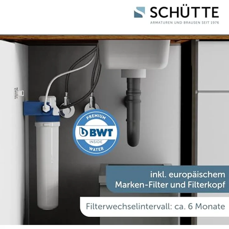 Schütte AQUASTAR PRO Spültischarmatur mit Filtersystem, Cold-Start-Funktion und 360° schwenkbarem Auslauf – Bild 3