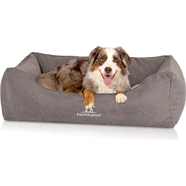 Knuffelwuff orthopädisches Hundebett Baltimore M-L 80 x 55cm Grau - Hundekissen für große, mittelgroße und kleine Hunde - Waschbar