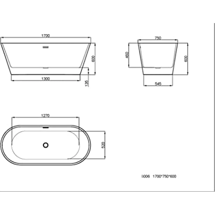 Jet-Line Lausanne II Design Badewanne | Freistehend | weiss | Acryl | Doppelwand | inkl. Zubehör | Maße: ca. 170 x 80 x 58 cm | Füllmenge: ca 204 Liter – Bild 3