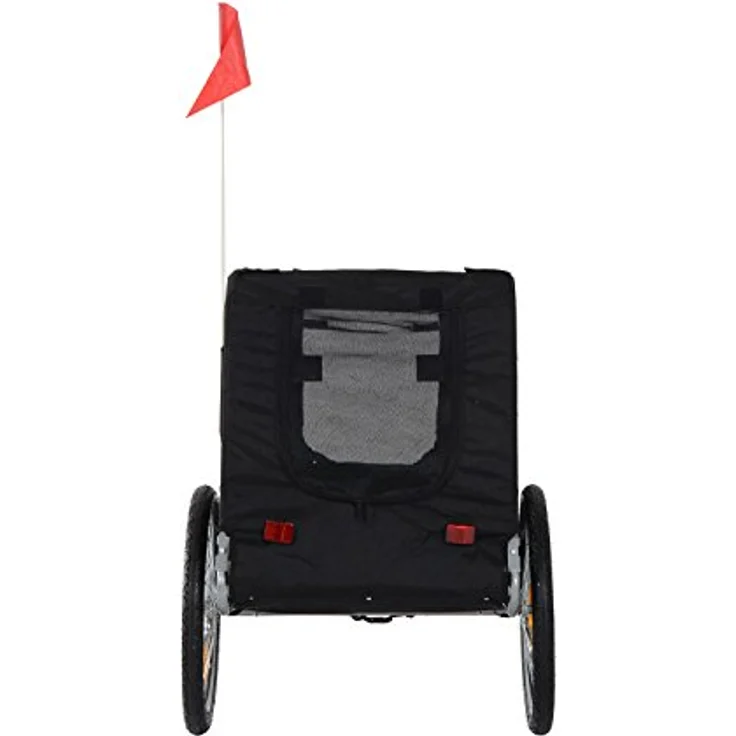Pawhut Hundeanhänger Fahrradanhänger Hundetransporter Hunde Fahrrad Anhänger Weiß+Schwarz 130 x 73 x 90 cm – Bild 3