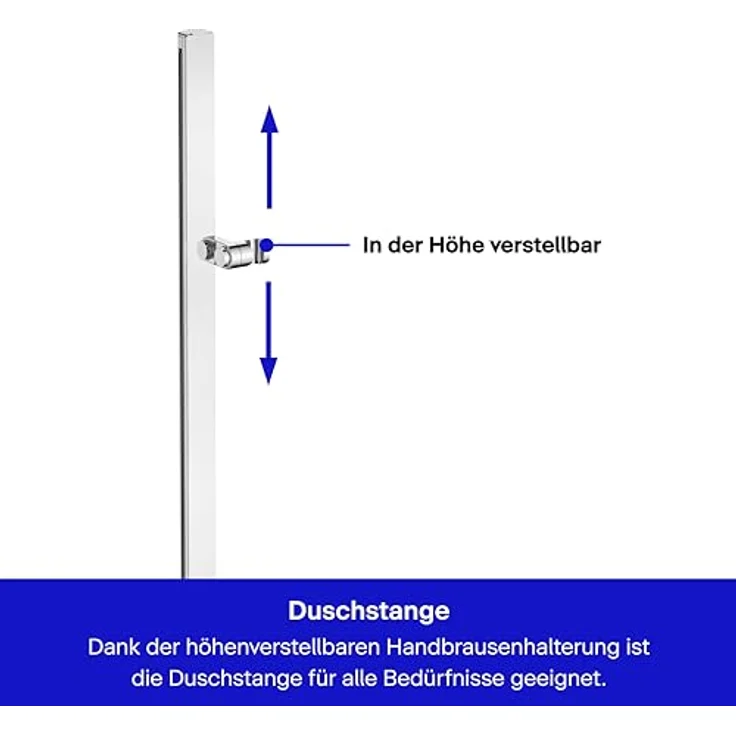 Duravit Universal Duschstange, variable Brausestange mit höhenverstellbarer Handbrausehalterung (810 mm), Chrom – Bild 2