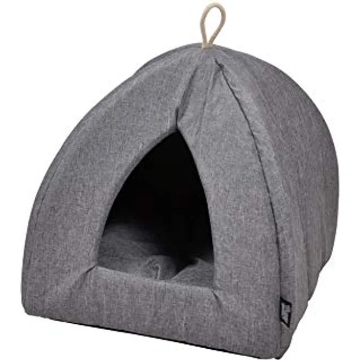 Dynamic24 Haustier Katzen Nest Haus Bett Iglu Katzenhöhle Hunde Kissen Hundekorb Hundebett Höhle grau