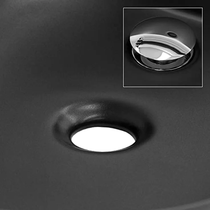 ML-Design Waschbecken aus Keramik in Schwarz matt 63 x 36 x 15,5 cm, Ovale Aufsatzwaschbecken, Moderne Waschtisch, Waschschale mit Abflussloch, Waschplatz Handwaschbecken, für Badezimmer/Gäste-WC – Bild 5