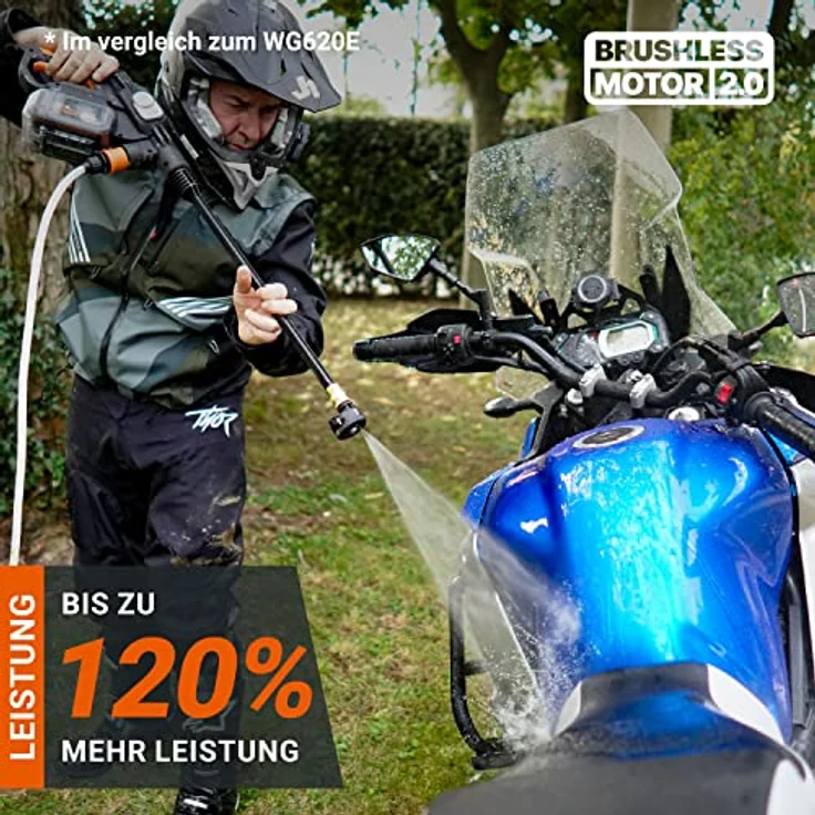 WORX WG633E.9 Hydroshot Akku-Hochdruckreiniger 20V - 56 Bar Max. Druck - zur Reinigung & Bewässerung - leistungsstarker bürstenloser Motor - 5-in-1 Druckdüse - ohne Akku & Ladegerät, Schwarz – Bild 2
