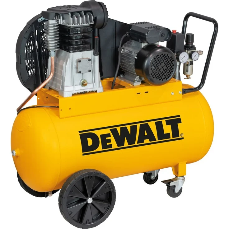 DEWALT Keilriemenkompressor DXCMB4T100HE, 100 Liter Tank, langlebige Gusseisenzylinderpumpe, geräuschreduzierender Ansaugfilter, schwenkbare Räder mit Bremsen
